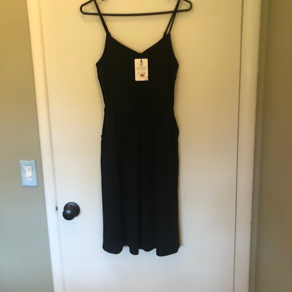 NWT Yathon spaghetti-strap black dress w/ pockets sz S - Picture 11 of 15